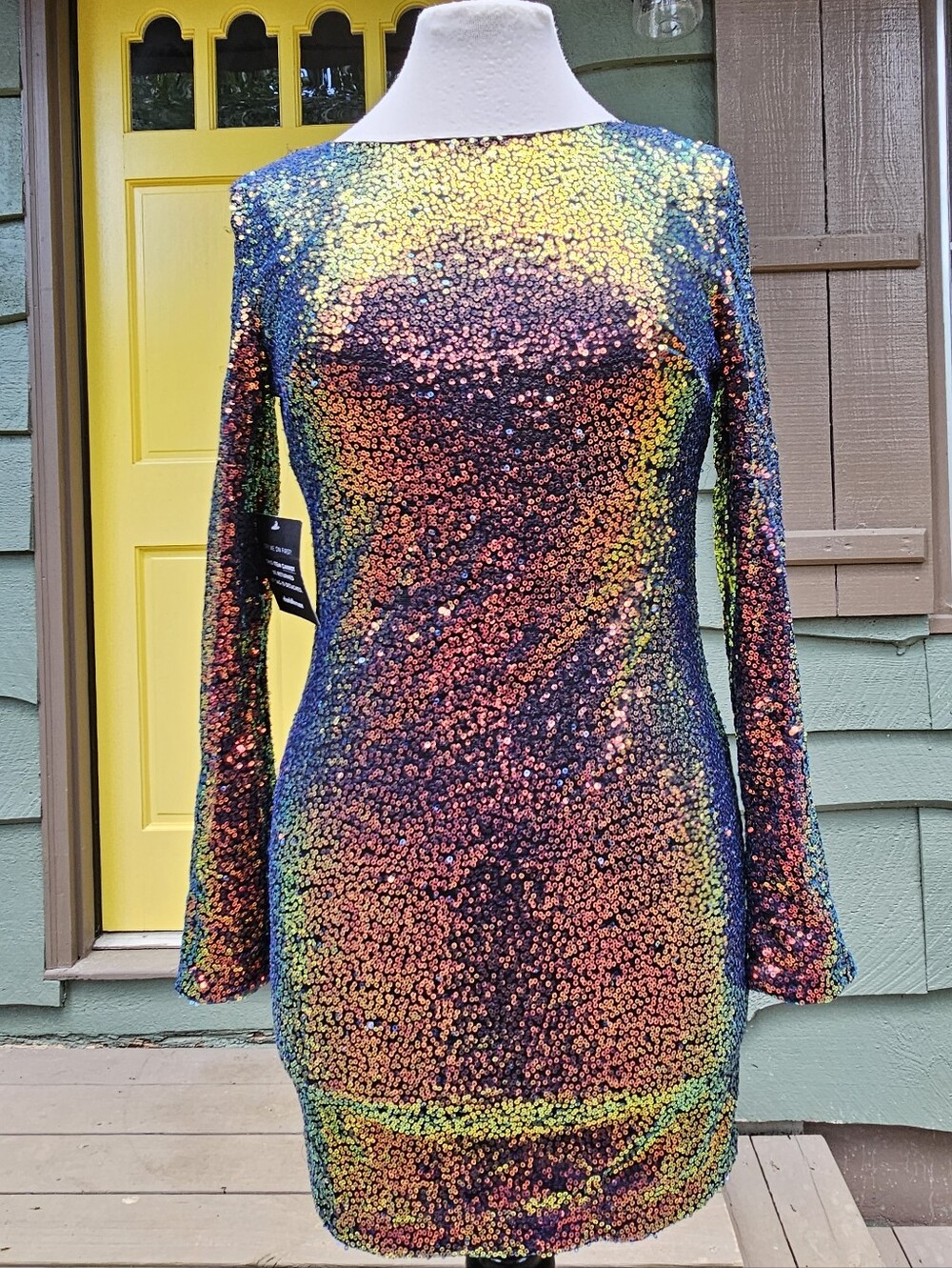 NWT Charlotte Russe Iridescent Sequin Bodycon Dress S - Picture 2 of 15